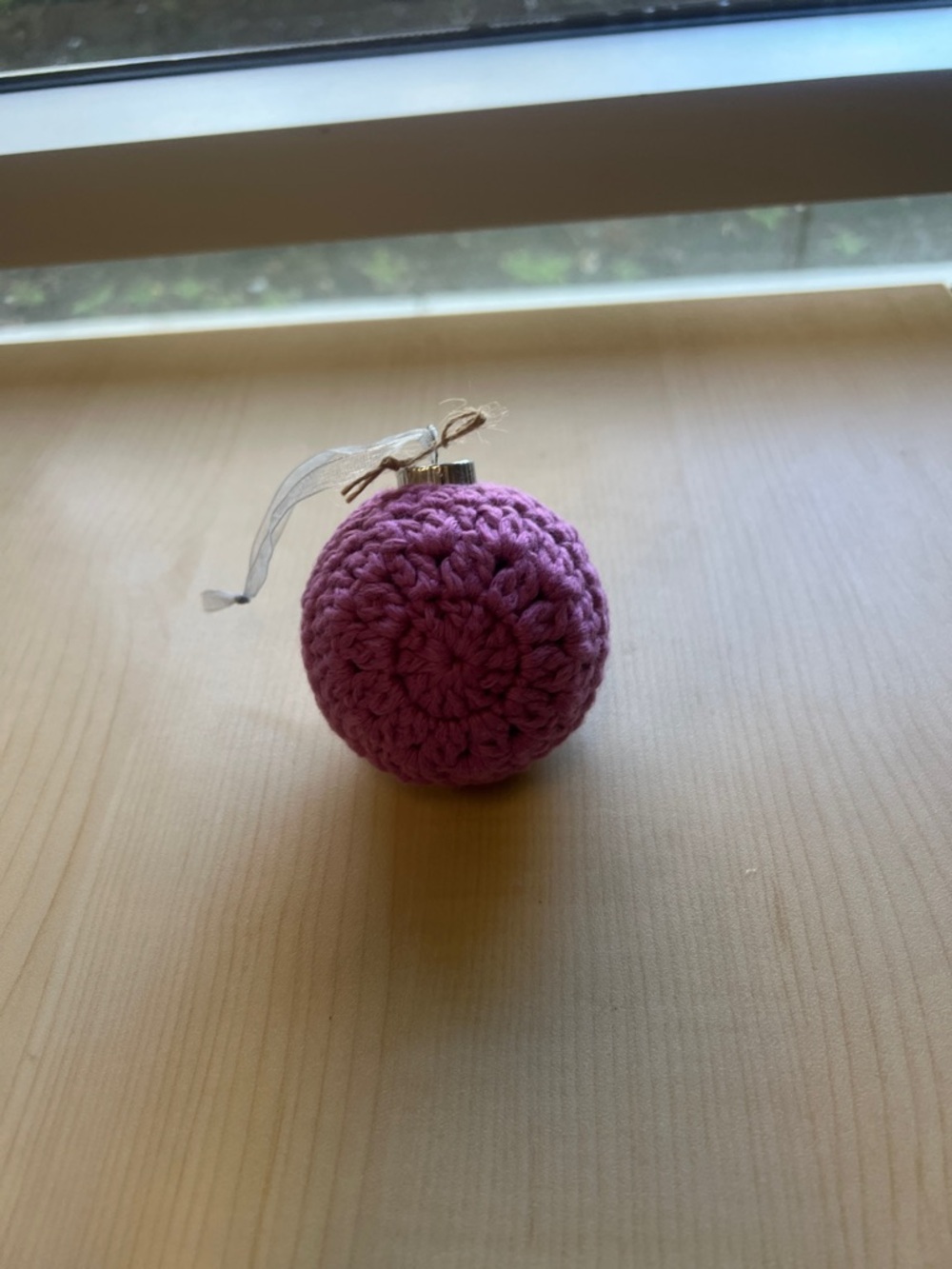 Hand-Crocheted Ornament Ball in Mauve Pink